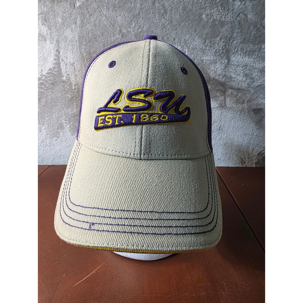 Starter LSU Tigers Hat Mens OSFM Tan Purple Excellent Hook and Loop Strapback